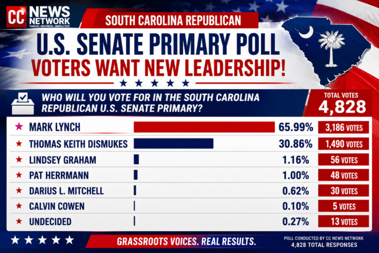 CC News Network Poll: Mark Lynch is Wins by a Landslide Against Lindsey Graham in South Carolina Senate Primary